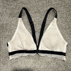 Victoria's Secret Lace Bralette - Black and Cream